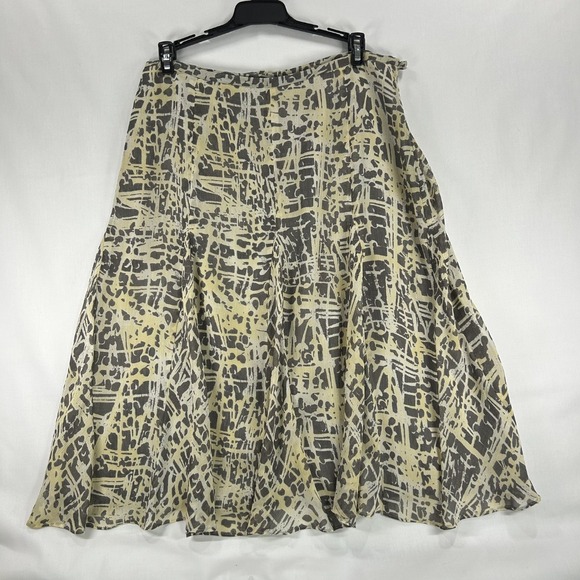 Jones Studio Dresses & Skirts - Jones Wear Vintage 2000S/ Y2K Women Midi Flowy Skirt 6 Printed Yellow And‎ Grey